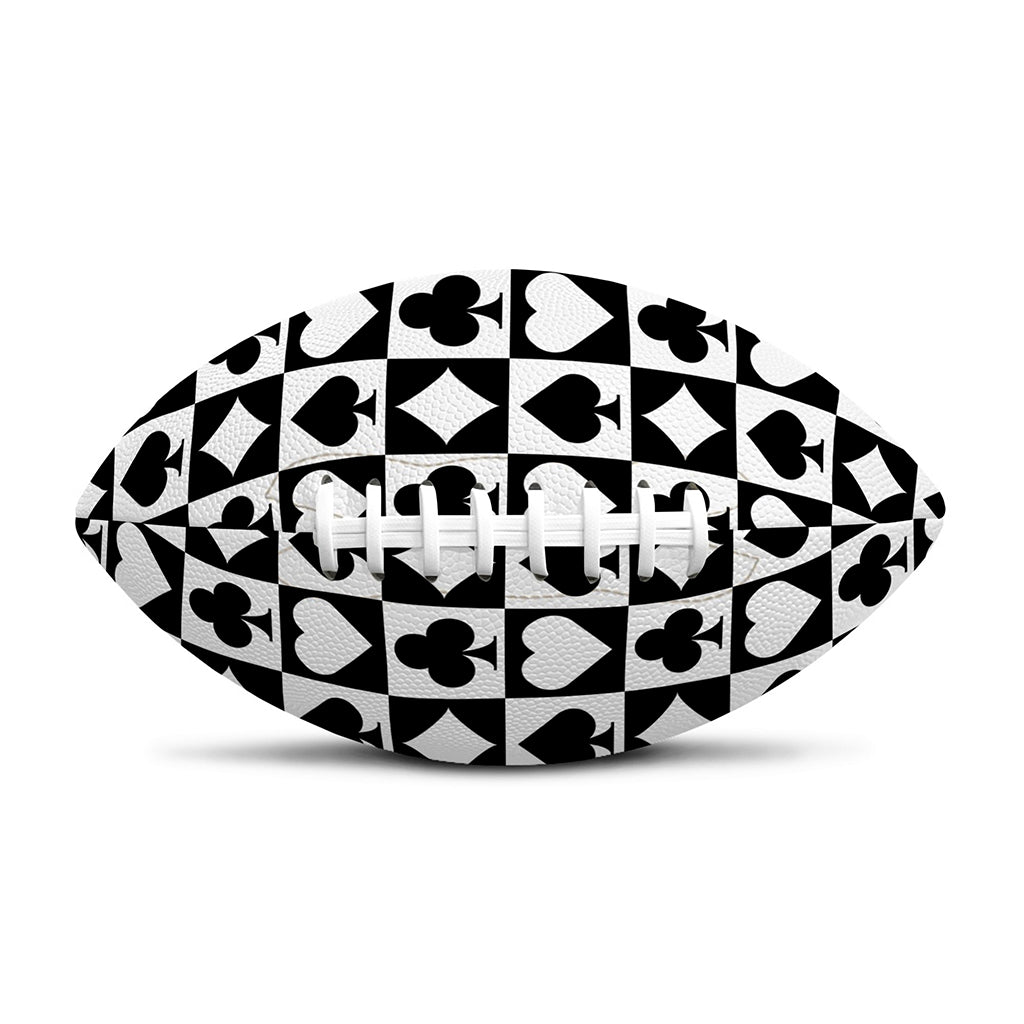 Black And White Playing Card Suits Print Rugby Ball