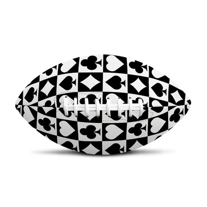 Black And White Playing Card Suits Print Rugby Ball