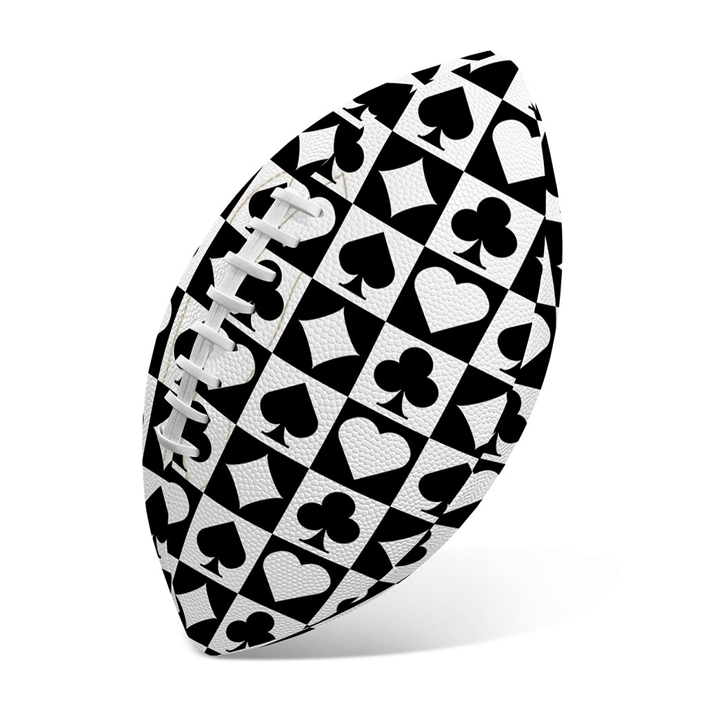Black And White Playing Card Suits Print Rugby Ball