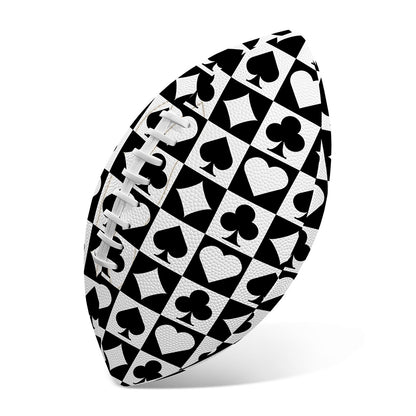 Black And White Playing Card Suits Print Rugby Ball