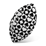 Black And White Playing Card Suits Print Rugby Ball