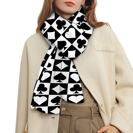 Black And White Playing Card Suits Print Scarf