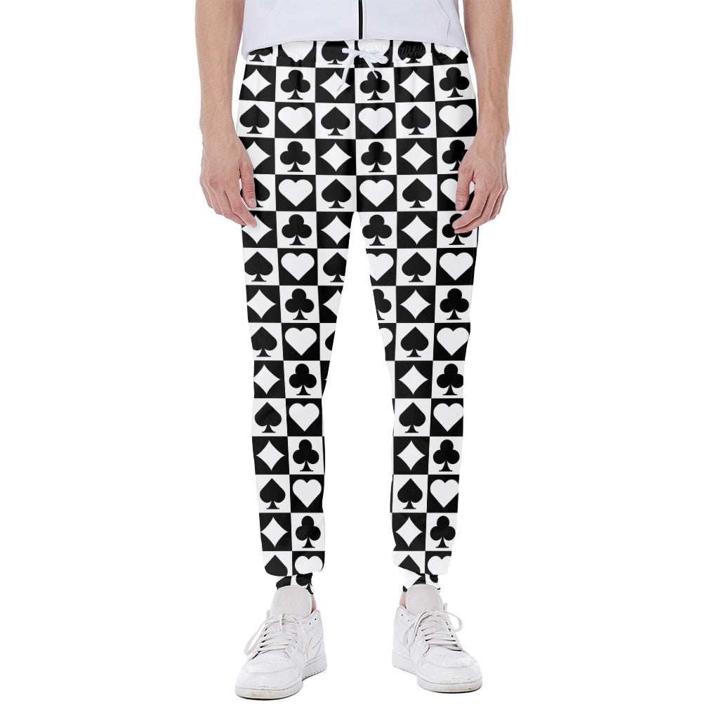 Black And White Playing Card Suits Print Scuba Joggers