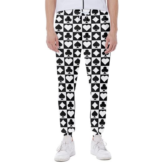 Black And White Playing Card Suits Print Scuba Joggers