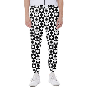 Black And White Playing Card Suits Print Scuba Joggers