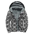 Black And White Playing Card Suits Print Sherpa Lined Zip Up Hoodie