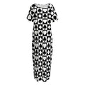 Black And White Playing Card Suits Print Short Sleeve Long Nightdress