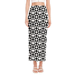Black And White Playing Card Suits Print Side Slit Maxi Skirt