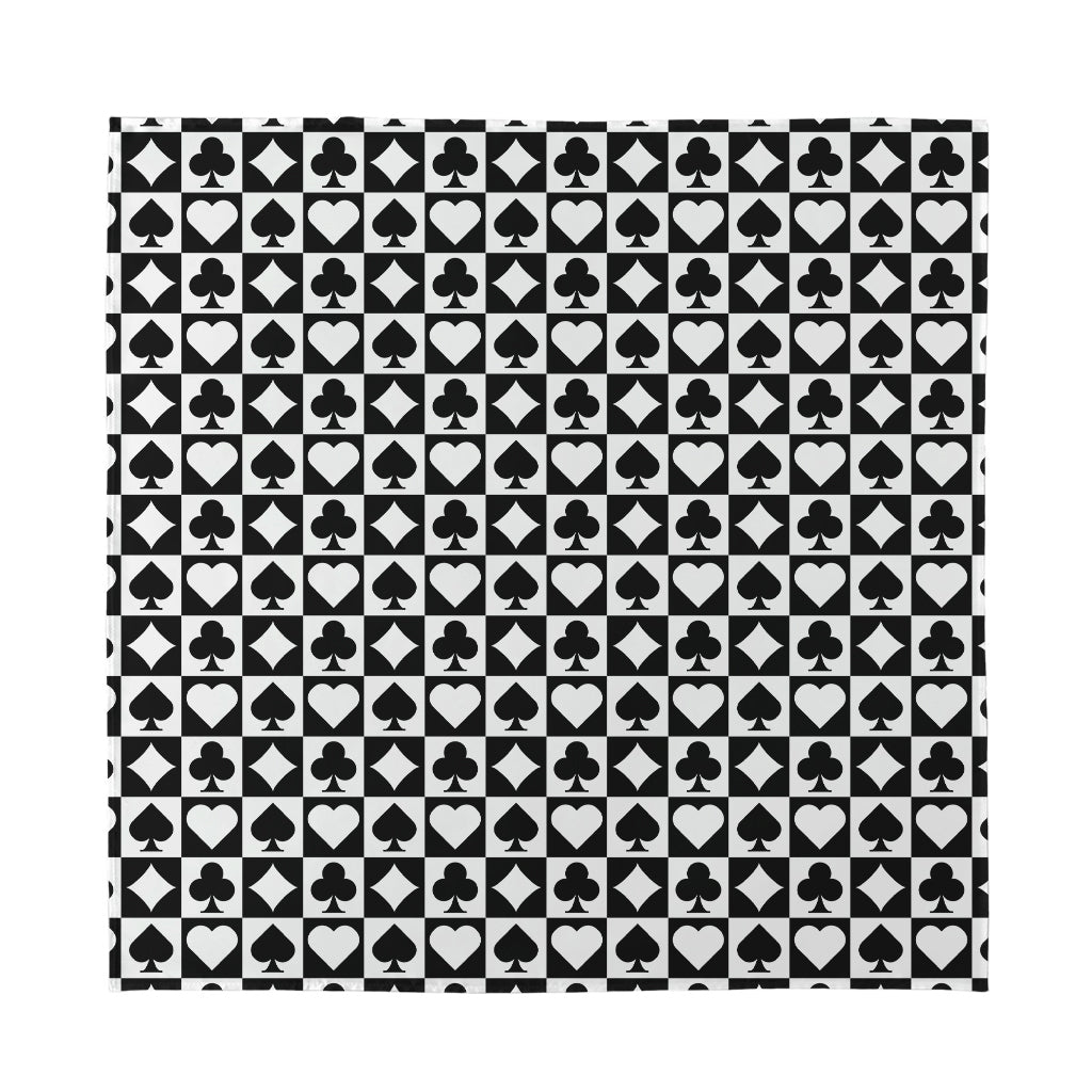 Black And White Playing Card Suits Print Silk Bandana