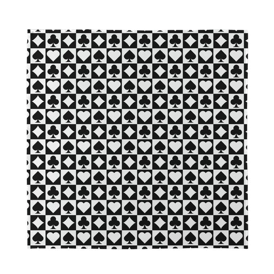 Black And White Playing Card Suits Print Silk Bandana