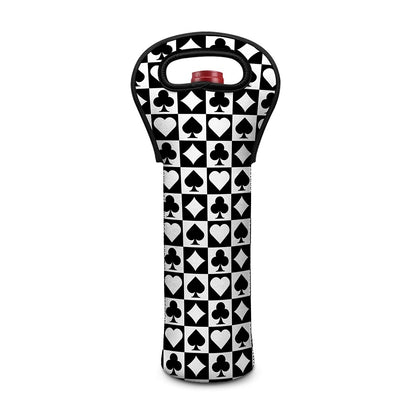 Black And White Playing Card Suits Print Single Neoprene Wine Tote