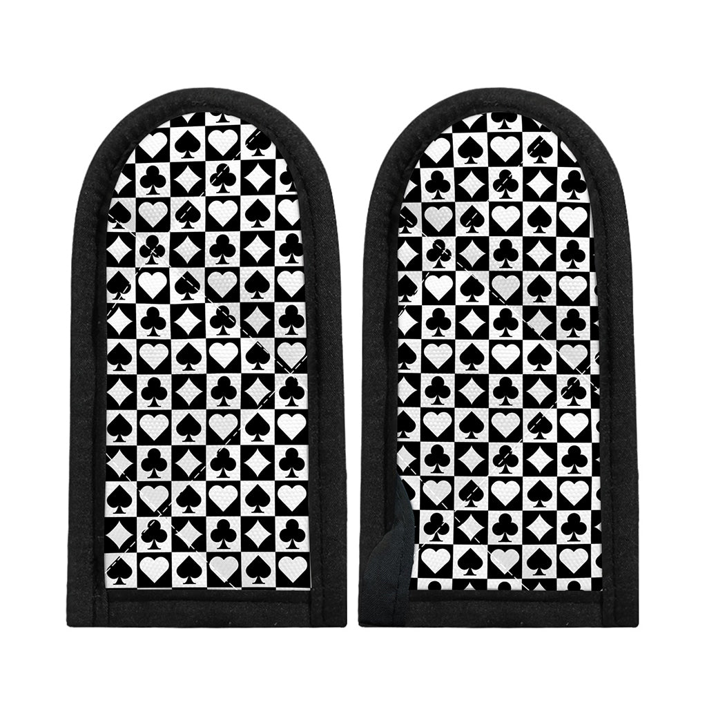 Black And White Playing Card Suits Print Skillet Handle Cover