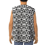 Black And White Playing Card Suits Print Sleeveless Baseball Jersey