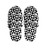 Black And White Playing Card Suits Print Slippers
