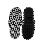 Black And White Playing Card Suits Print Slippers