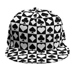 Black And White Playing Card Suits Print Snapback Cap