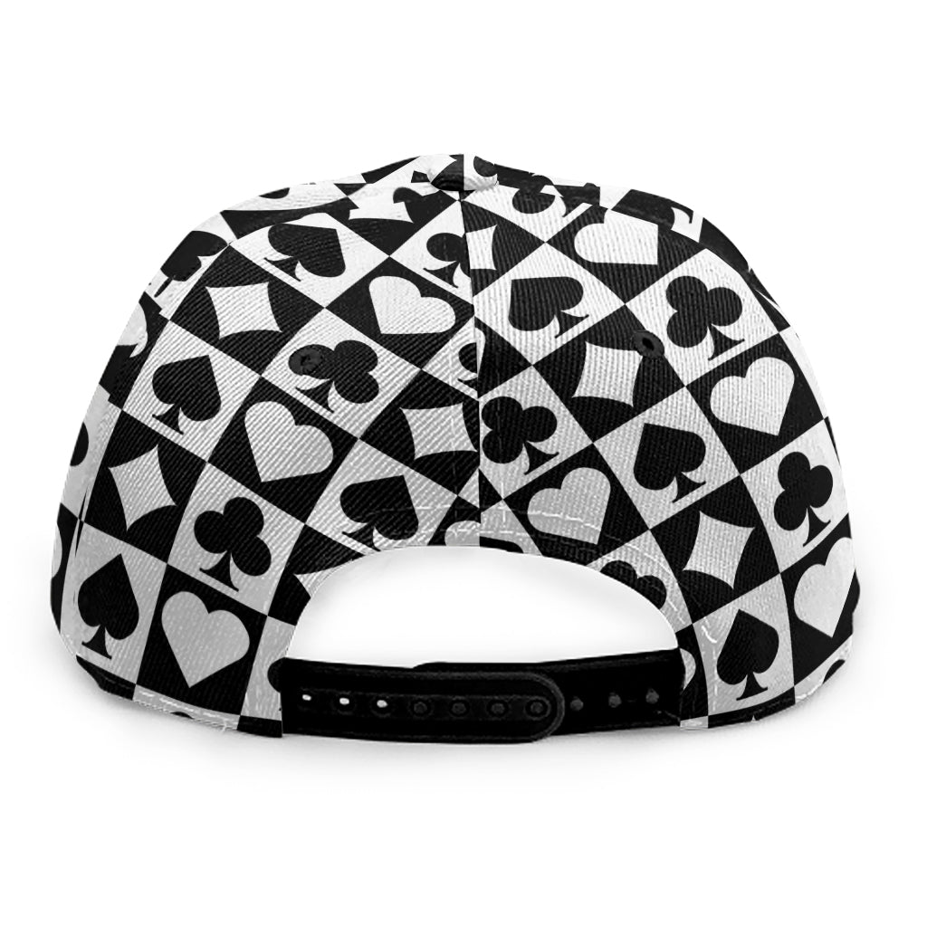 Black And White Playing Card Suits Print Snapback Cap