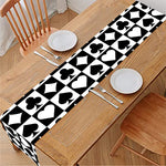 Black And White Playing Card Suits Print Table Runner