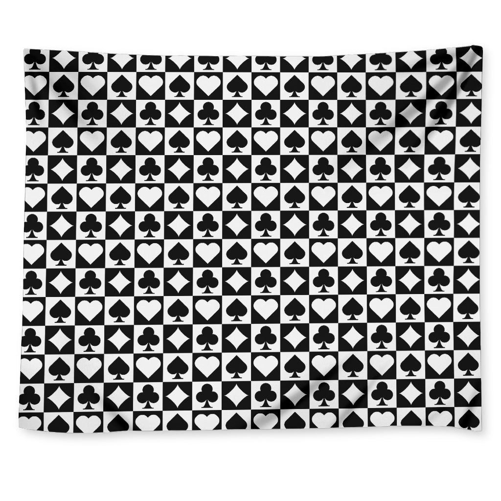 Black And White Playing Card Suits Print Tapestry