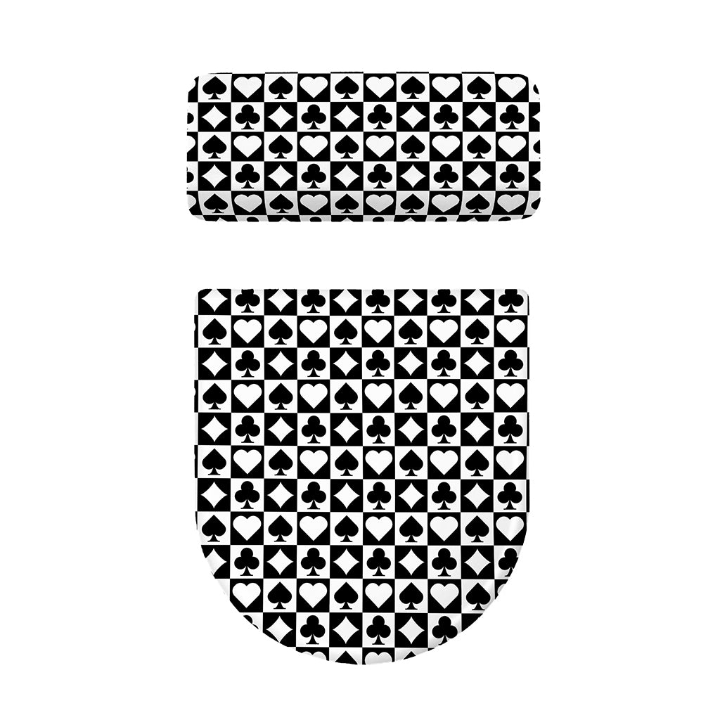 Black And White Playing Card Suits Print Toilet Lid And Tank Cover Set