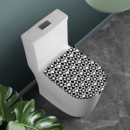 Black And White Playing Card Suits Print Toilet Lid Cover