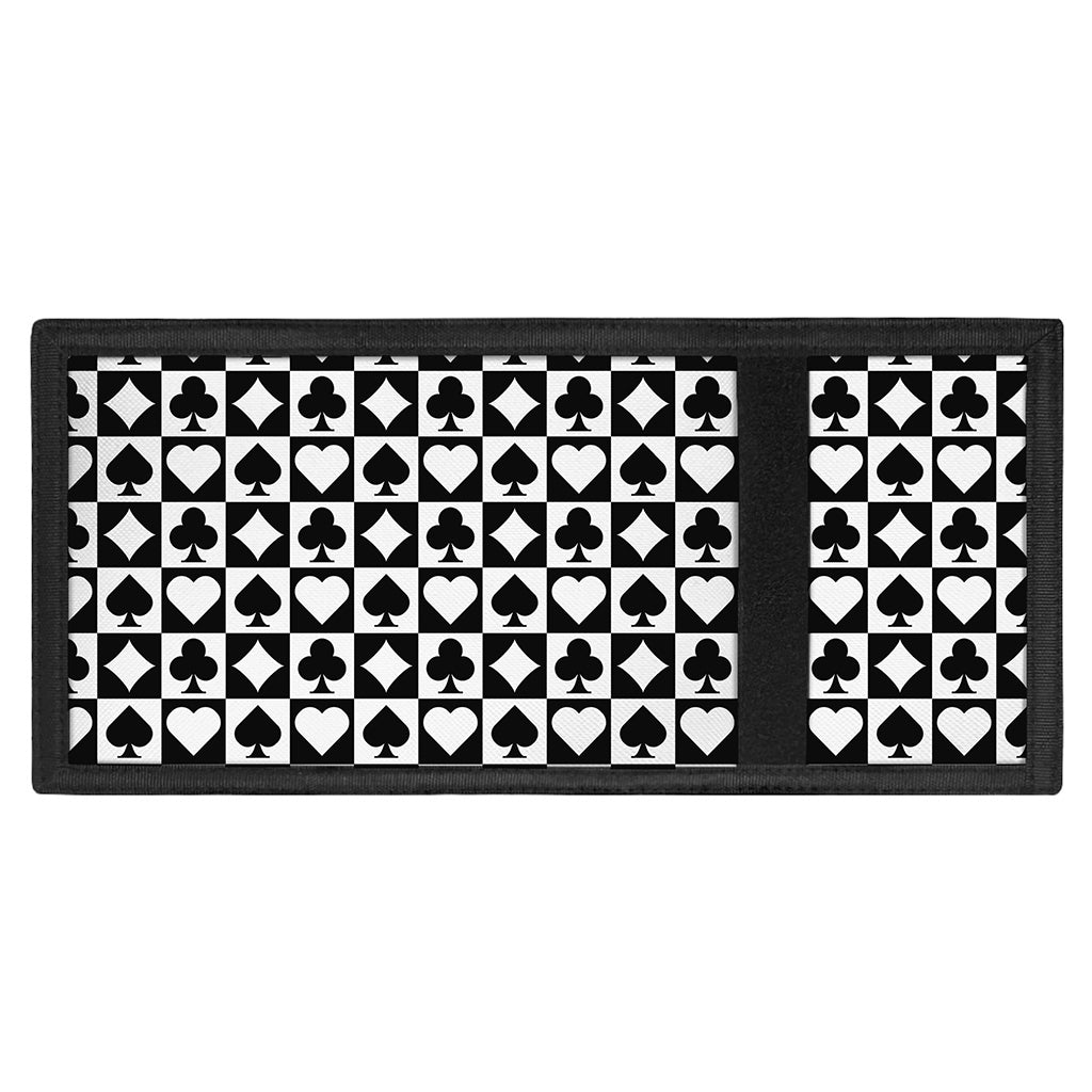 Black And White Playing Card Suits Print Trifold Wallet