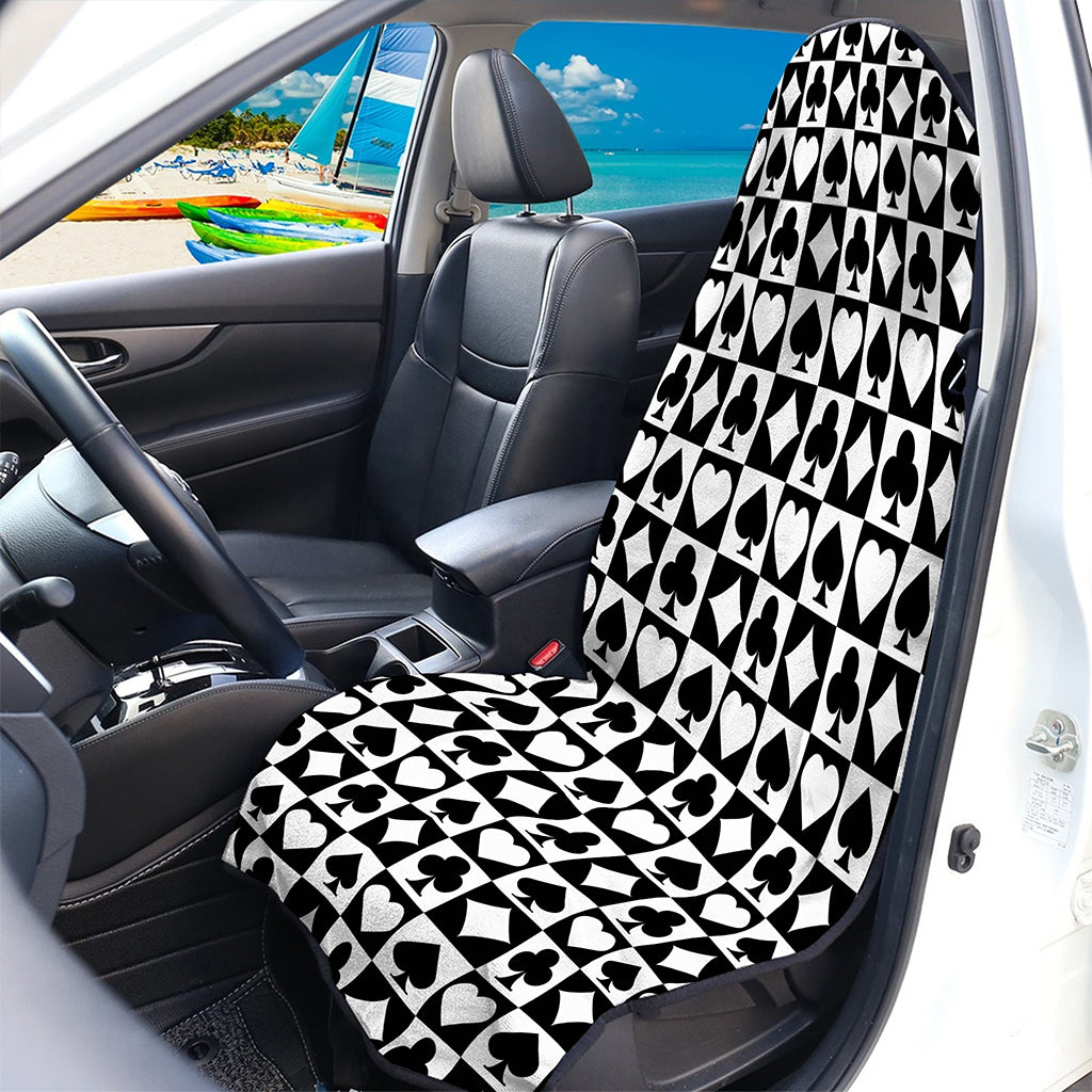 Black And White Playing Card Suits Print Waterproof Car Seat Cover