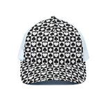 Black And White Playing Card Suits Print White Mesh Trucker Cap