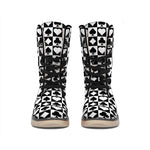 Black And White Playing Card Suits Print Winter Boots