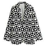 Black And White Playing Card Suits Print Women's Blazer
