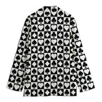 Black And White Playing Card Suits Print Women's Blazer