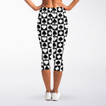 Black And White Playing Card Suits Print Women's Capri Leggings