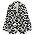 Black And White Playing Card Suits Print Women's Cotton Blazer