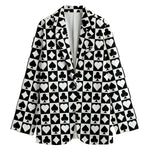 Black And White Playing Card Suits Print Women's Cotton Blazer