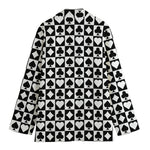 Black And White Playing Card Suits Print Women's Cotton Blazer