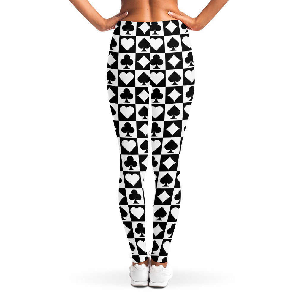 Black And White Playing Card Suits Print Women's Leggings