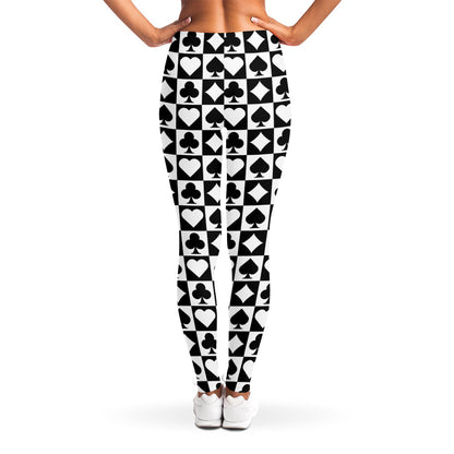 Black And White Playing Card Suits Print Women's Leggings