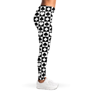 Black And White Playing Card Suits Print Women's Leggings