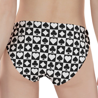 Black And White Playing Card Suits Print Women's Panties