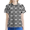 Black And White Playing Card Suits Print Women's Polo Shirt