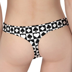 Black And White Playing Card Suits Print Women's Thong