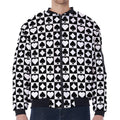 Black And White Playing Card Suits Print Zip Sleeve Bomber Jacket