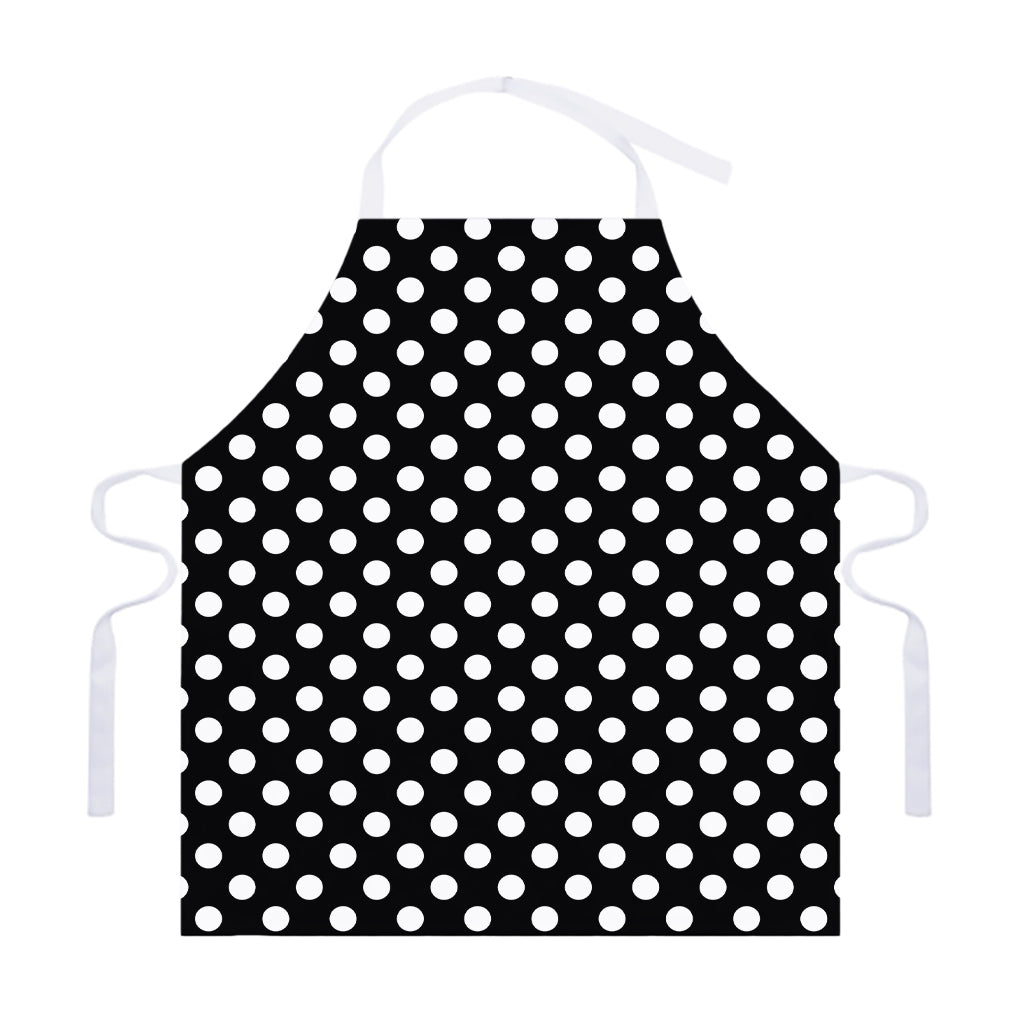 Black And White Polka Dot Pattern Print Adjustable Apron