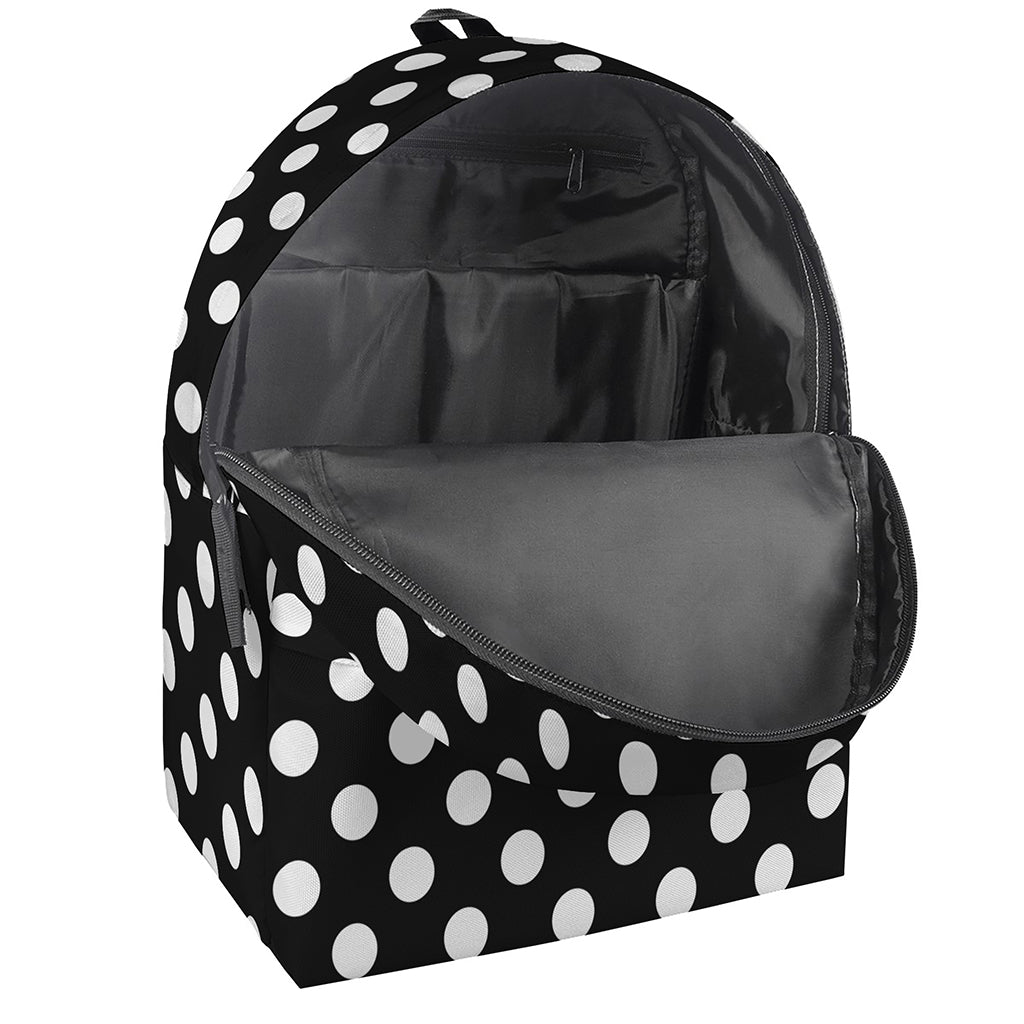 Black And White Polka Dot Pattern Print Backpack