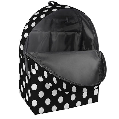 Black And White Polka Dot Pattern Print Backpack