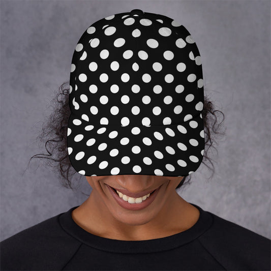 Black And White Polka Dot Pattern Print Baseball Cap