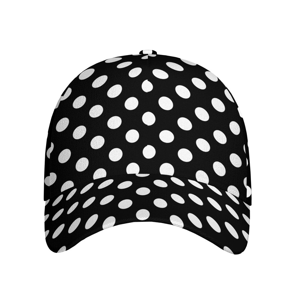 Black And White Polka Dot Pattern Print Baseball Cap