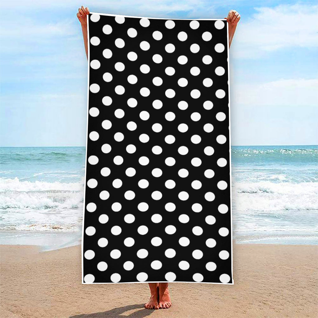 Black And White Polka Dot Pattern Print Beach Towel