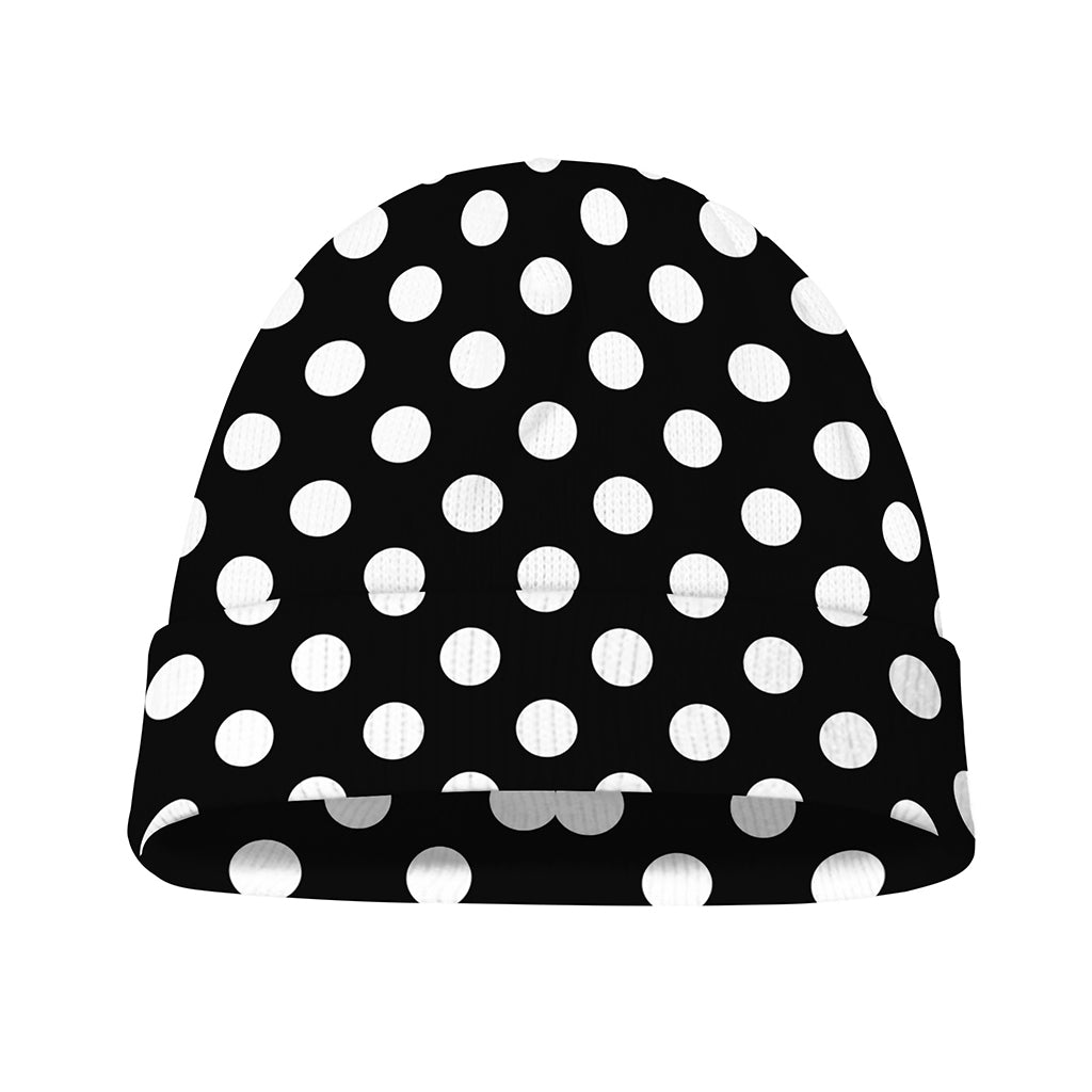 Black And White Polka Dot Pattern Print Beanie