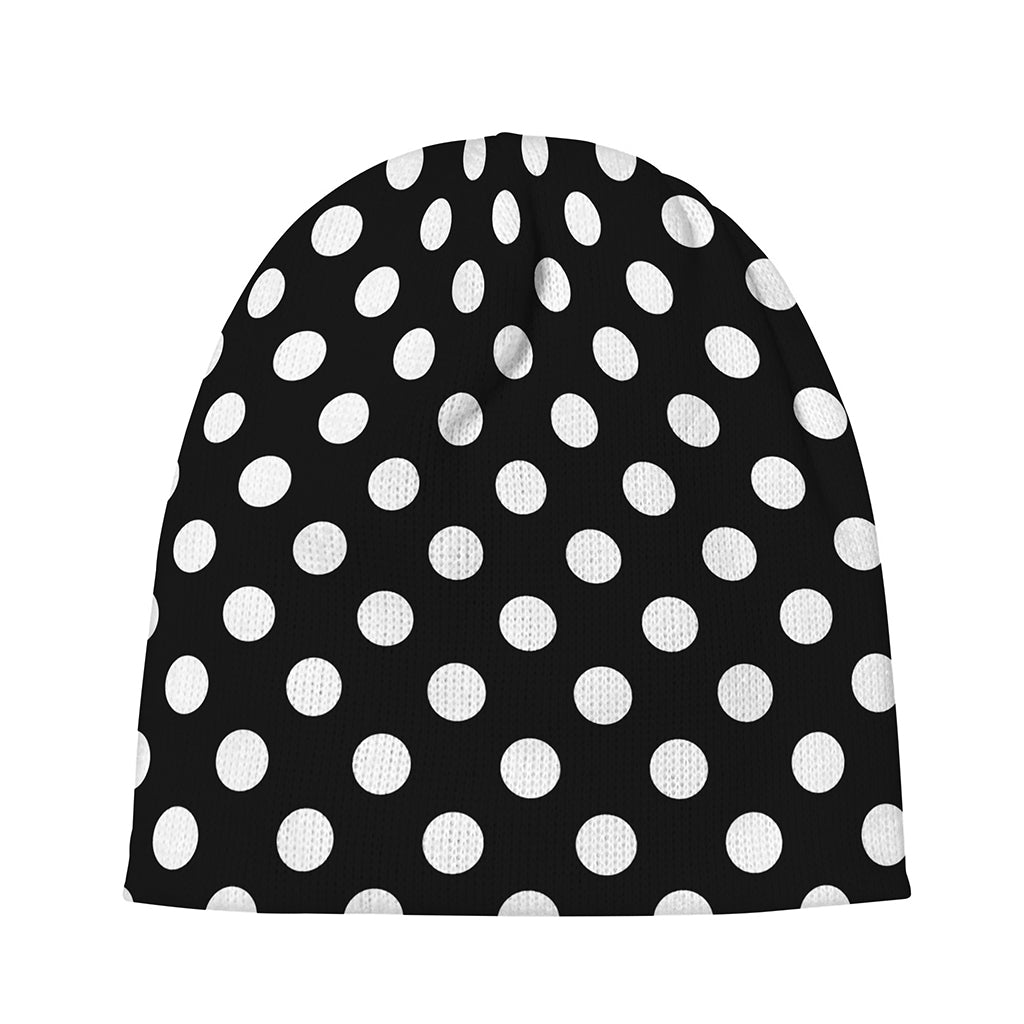Black And White Polka Dot Pattern Print Beanie